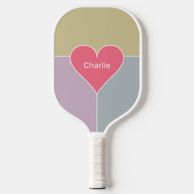 Heart Pattern custom name Pickleball Paddle (Front)