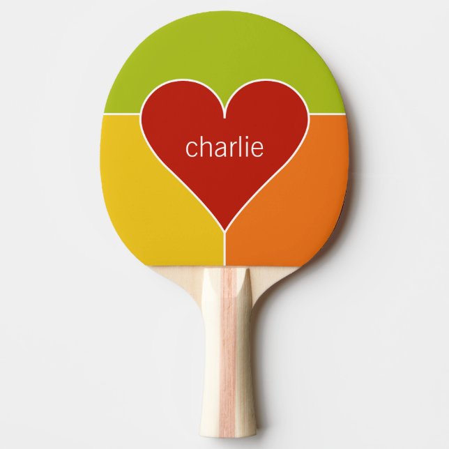 Heart Pattern custom name ping pong paddle (Front)
