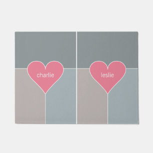 Heart Pattern custom names door mat