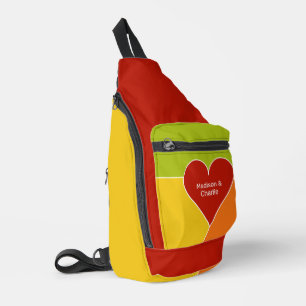 Heart Pattern custom names Sling Bag