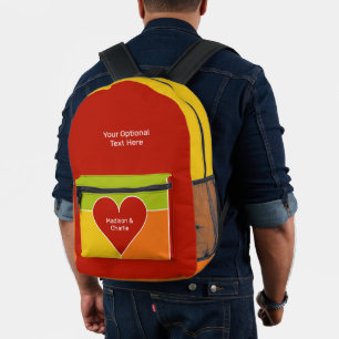 Heart Pattern custom names & text Printed Backpack