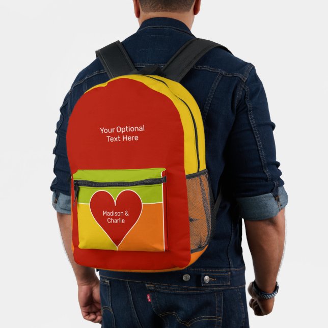 Heart Pattern custom names & text Printed Backpack (Insitu (Model))