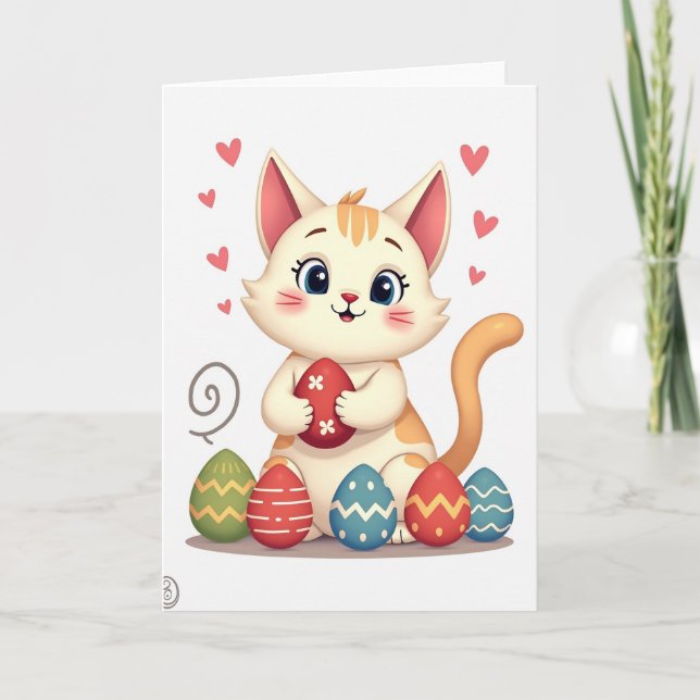 Heart Pattern Feline Friend Card (Front)