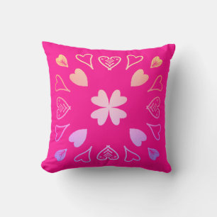 Heart Pattern Hot Pink Cushion