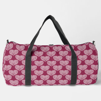 Heart pattern in Burgundy Large Duffel Bag