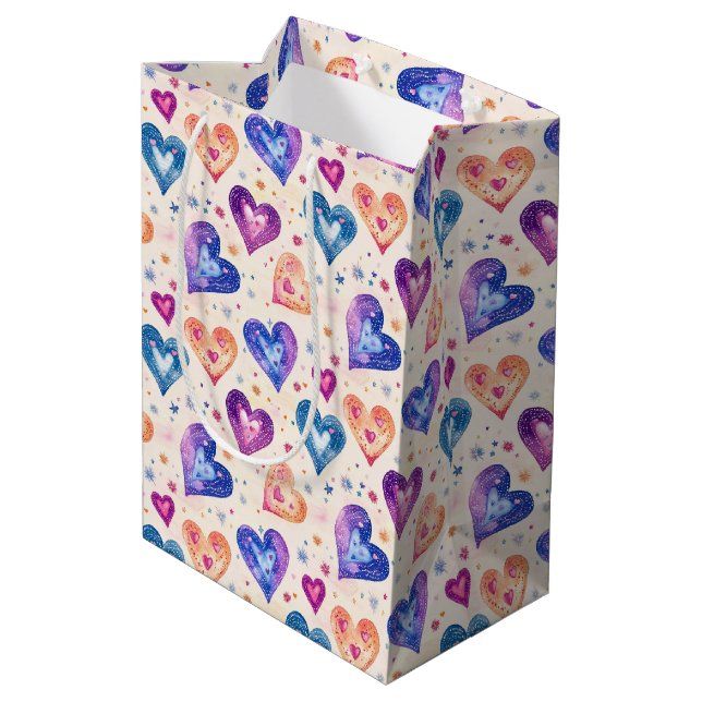 heart pattern medium gift bag (Back Angled)