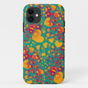 HEART pattern - ocean green love iPhone 11 Case