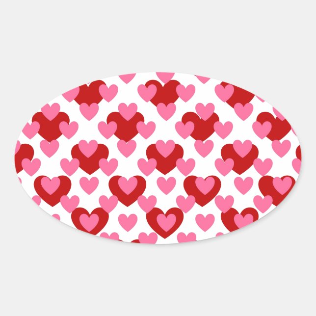 Heart Pattern Oval Sticker (Front)