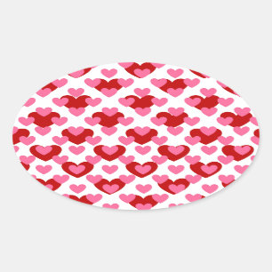 Heart Pattern Oval Sticker
