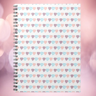 Heart Pattern Pink Blue Purple Notebook
