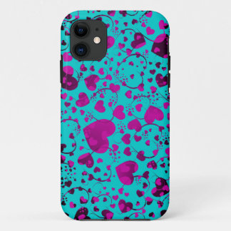 HEART pattern - purple - make your own backcolor iPhone 11 Case