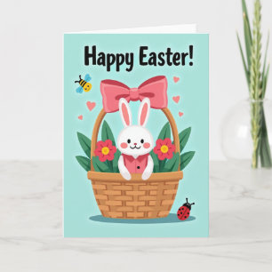 Heart Pattern Rabbit Basket Card