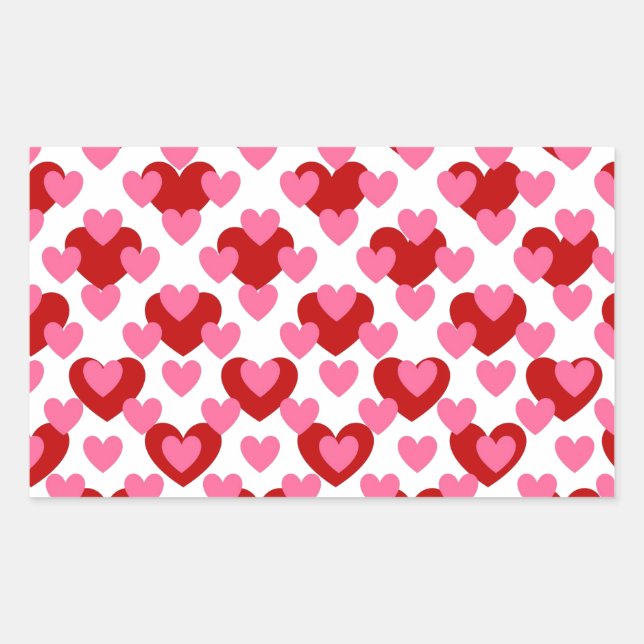 Heart Pattern Rectangular Sticker (Front)