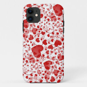 HEART pattern - red and white iPhone 11 Case