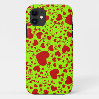 HEART pattern - red - make your own backcolor iPhone 11 Case