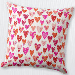 Heart Pattern Red Pink Modern Cushion<br><div class="desc">Modern contemporary heart pattern in red,  pink and orange.  Bright and happy design.  Original art by Nic Squirrell.</div>