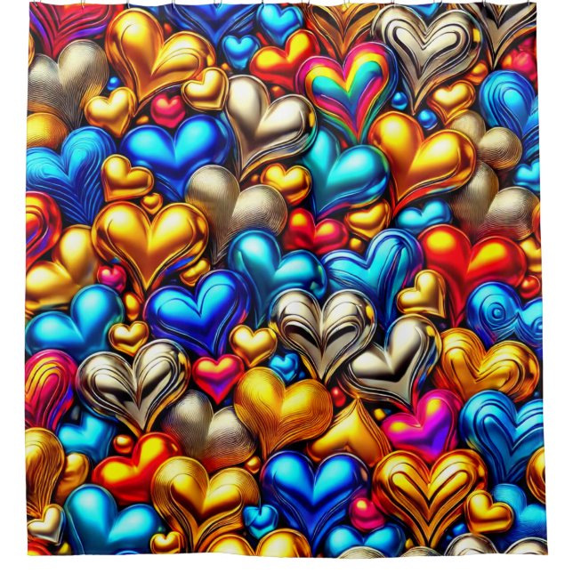 Heart Pattern Shower Curtain (Front)
