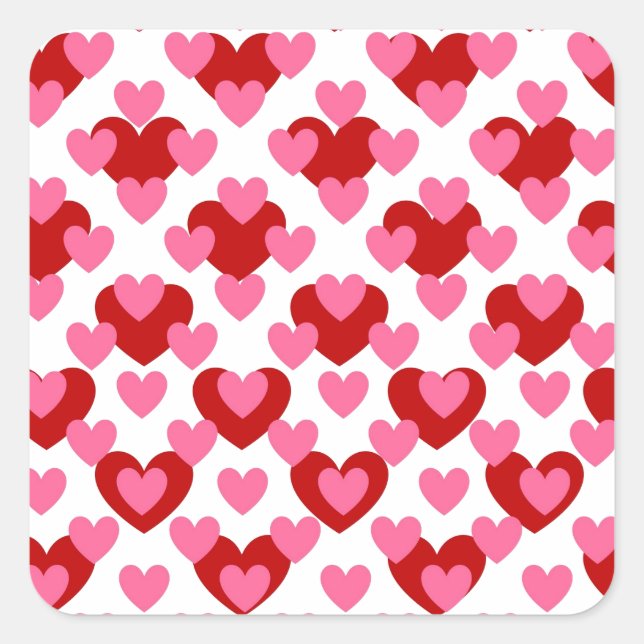 Heart Pattern Square Sticker (Front)