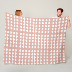 Heart pattern white and pink large size cute warm fleece blanket
