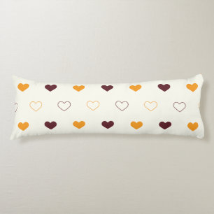 Heart Pattern with Orange & Brown Hearts Body Cushion