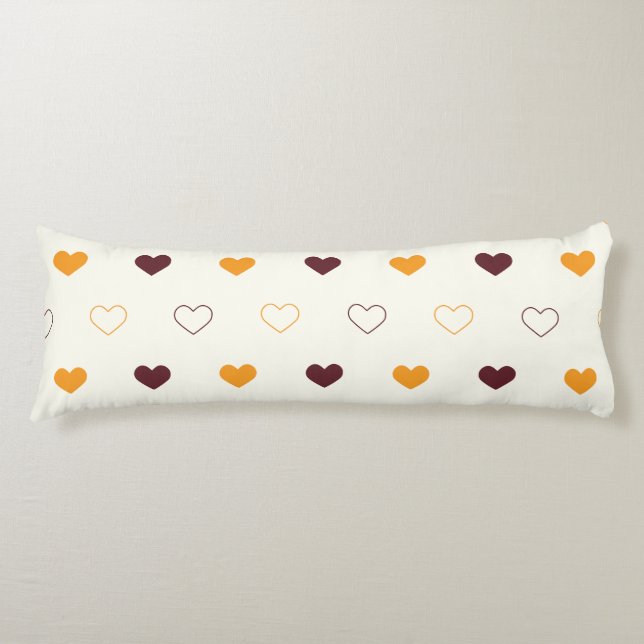 Heart Pattern with Orange & Brown Hearts Body Cushion (Front)