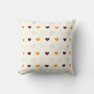 Heart Pattern with Orange & Brown Hearts Cushion