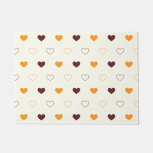 Heart Pattern with Orange & Brown Hearts Doormat