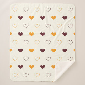 Heart Pattern with Orange & Brown Hearts Sherpa Blanket
