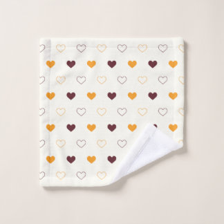 Heart Pattern with Orange & Brown Hearts Wash Cloth