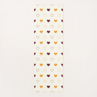 Heart Pattern with Orange & Brown Hearts Yoga Mat