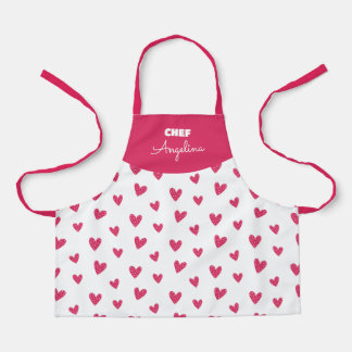 Heart pattern with white dots apron