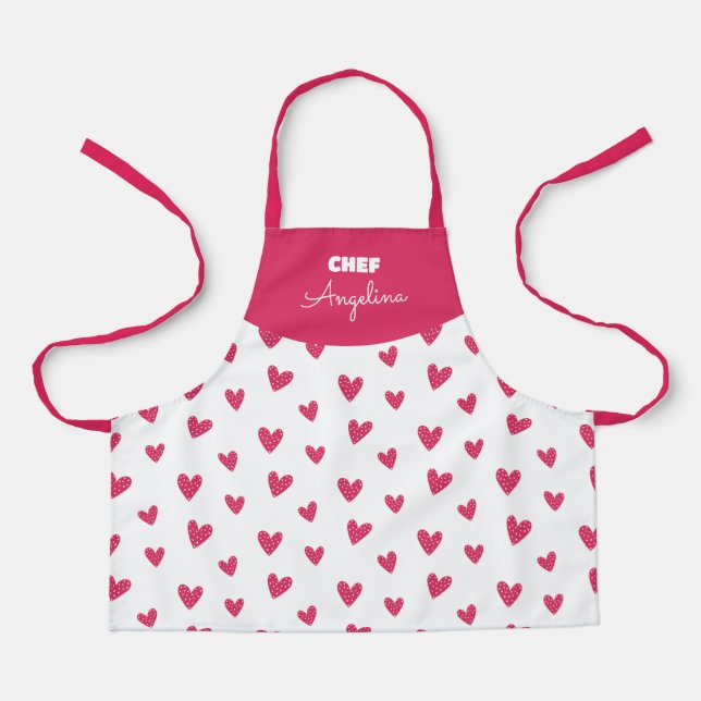 Heart pattern with white dots apron (Front)