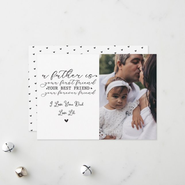Heart‑Patterned Customisable Father’s Day Card  (Front/Back In Situ)