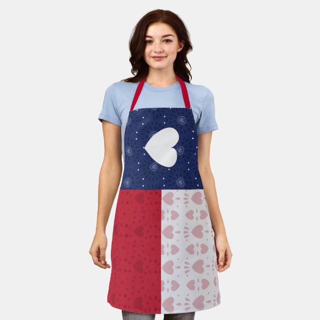 Heart Patterned Texas State Flag Apron (Worn)