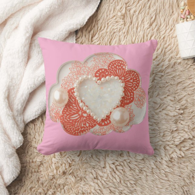 Heart patterns AI art  Cushion (Blanket)