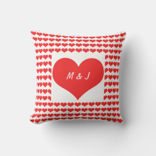 Heart Patterns Monogram Initials Valentine's Gift  Cushion