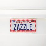 Heart Patterns Valentine's Decor Red White Cute Licence Plate Frame<br><div class="desc">Printed with cute red heart patterns in solid white colour background.</div>