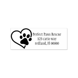 heart Paw Address label 2 Rubber Stamp