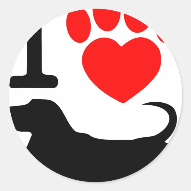 Heart paw classic round sticker (Front)