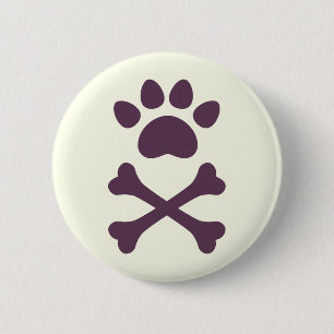 Heart Paw & Crossbones 6 Cm Round Badge