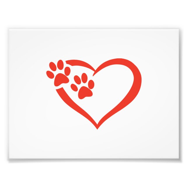 Heart paw in red - Choose background colour Photo Print (Front)