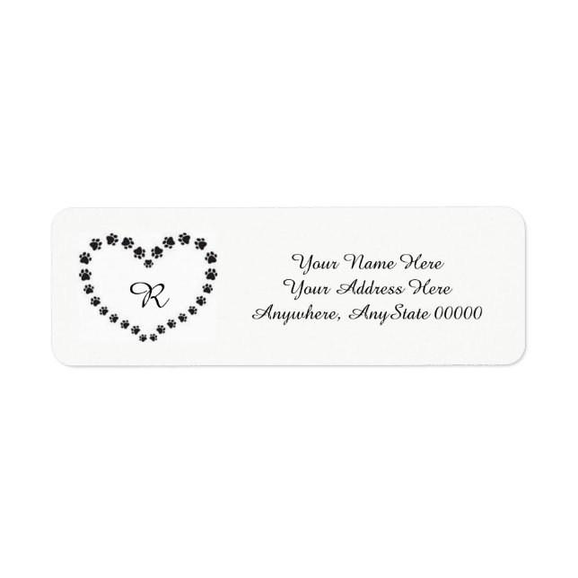 Heart Paw Print Address Labels (Front)
