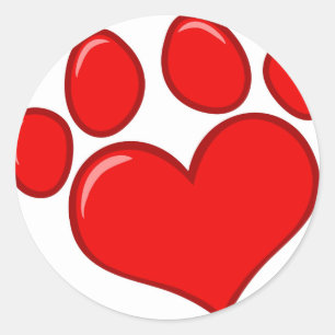 Heart Paw Print Classic Round Sticker