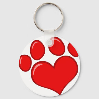 Heart Paw Print Key Ring