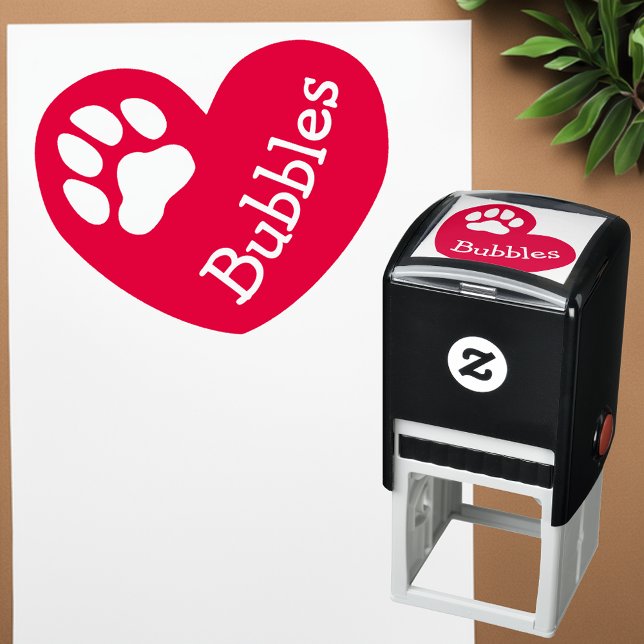 Heart Paw Print Pet Name Signature Pre Inked Stamp (Paw-sitive Love: Cute Pet Name Signature Self-Inking Stamp 🐾❤️)
