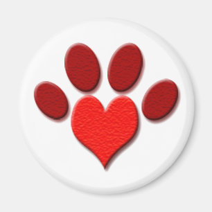 Heart Paw Print Standard, 2¼ Inch Round Magnet