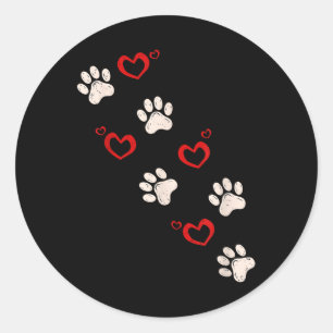 Heart Paw Print Valentines Day Dog Lover Puppy Lov Classic Round Sticker