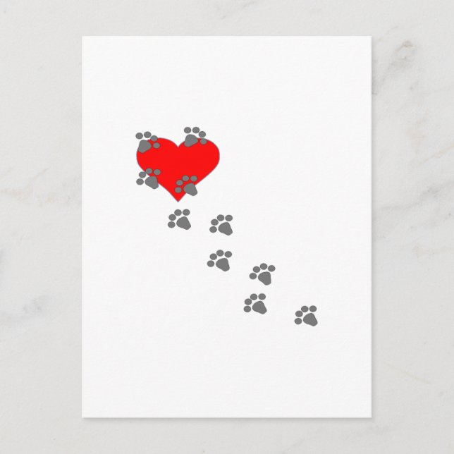 Heart (Paw Prints) Postcard (Front)