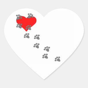 Heart (Paw Prints) Sticker