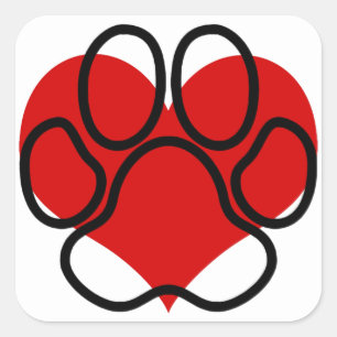 Heart Paw Square Sticker